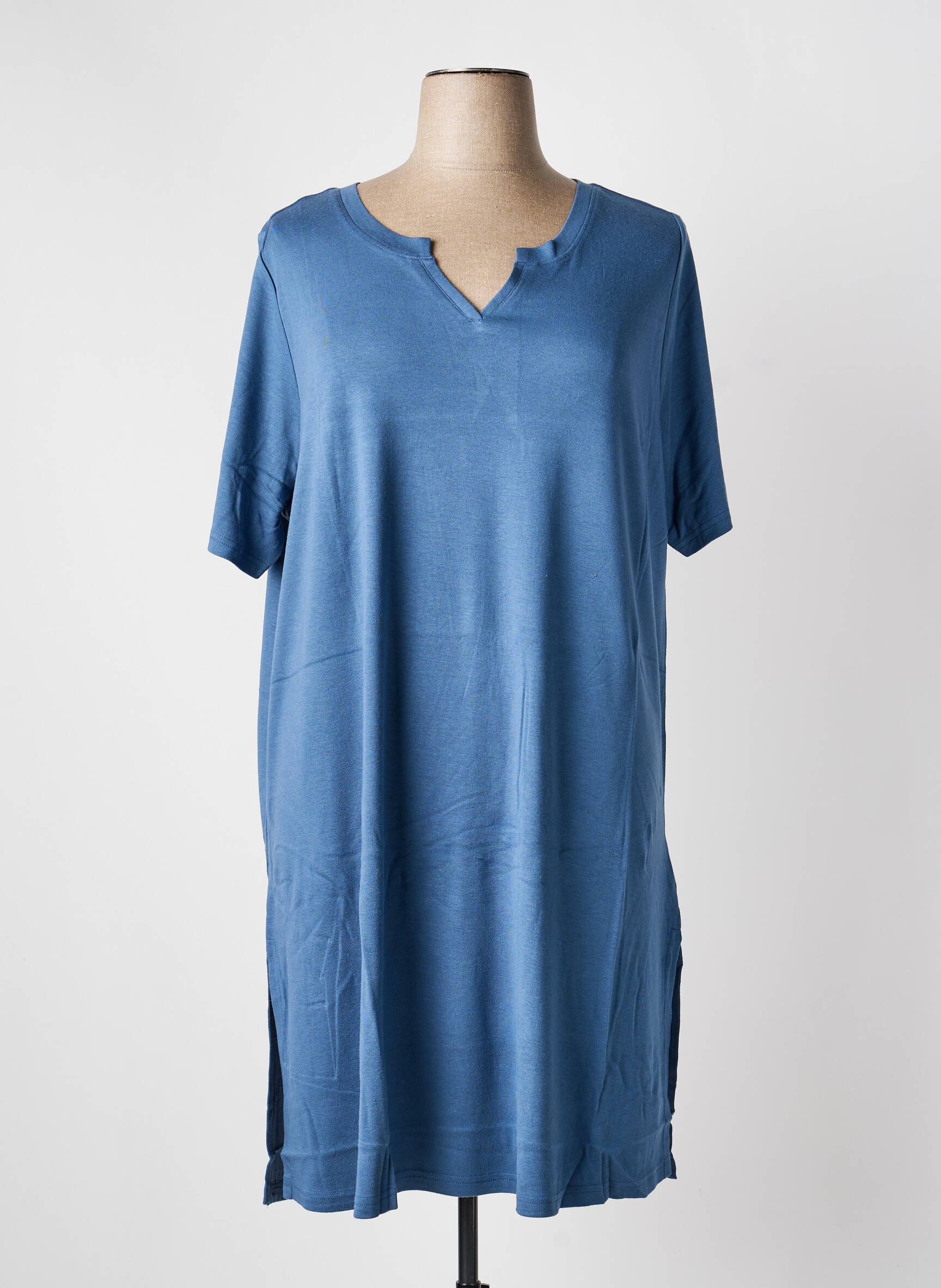 Robe mi-longue manches courtes manches courtes bleu SHEEGO femme