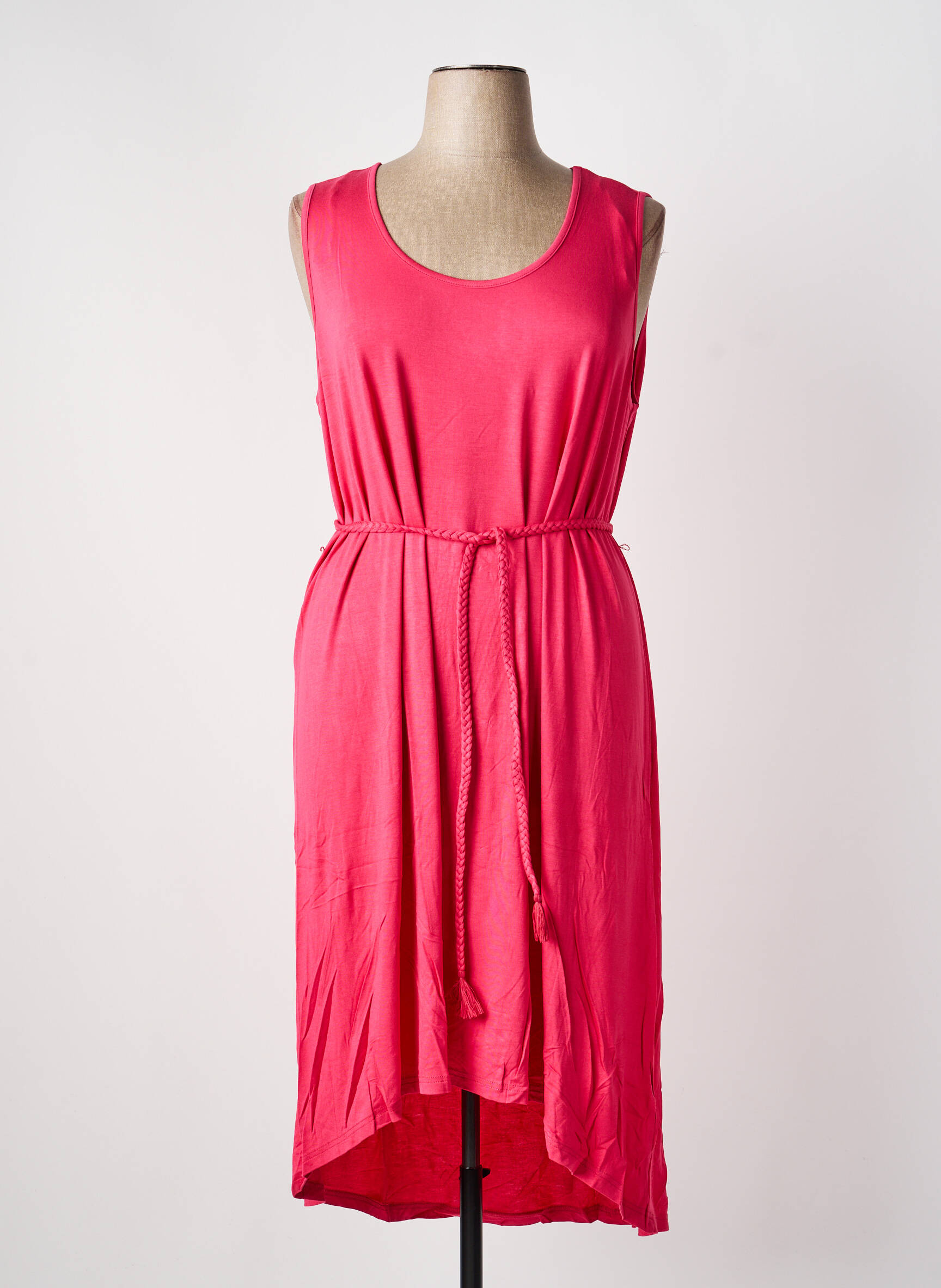 Robe mi-longue coupe fluide sans manche rose SHEEGO femme