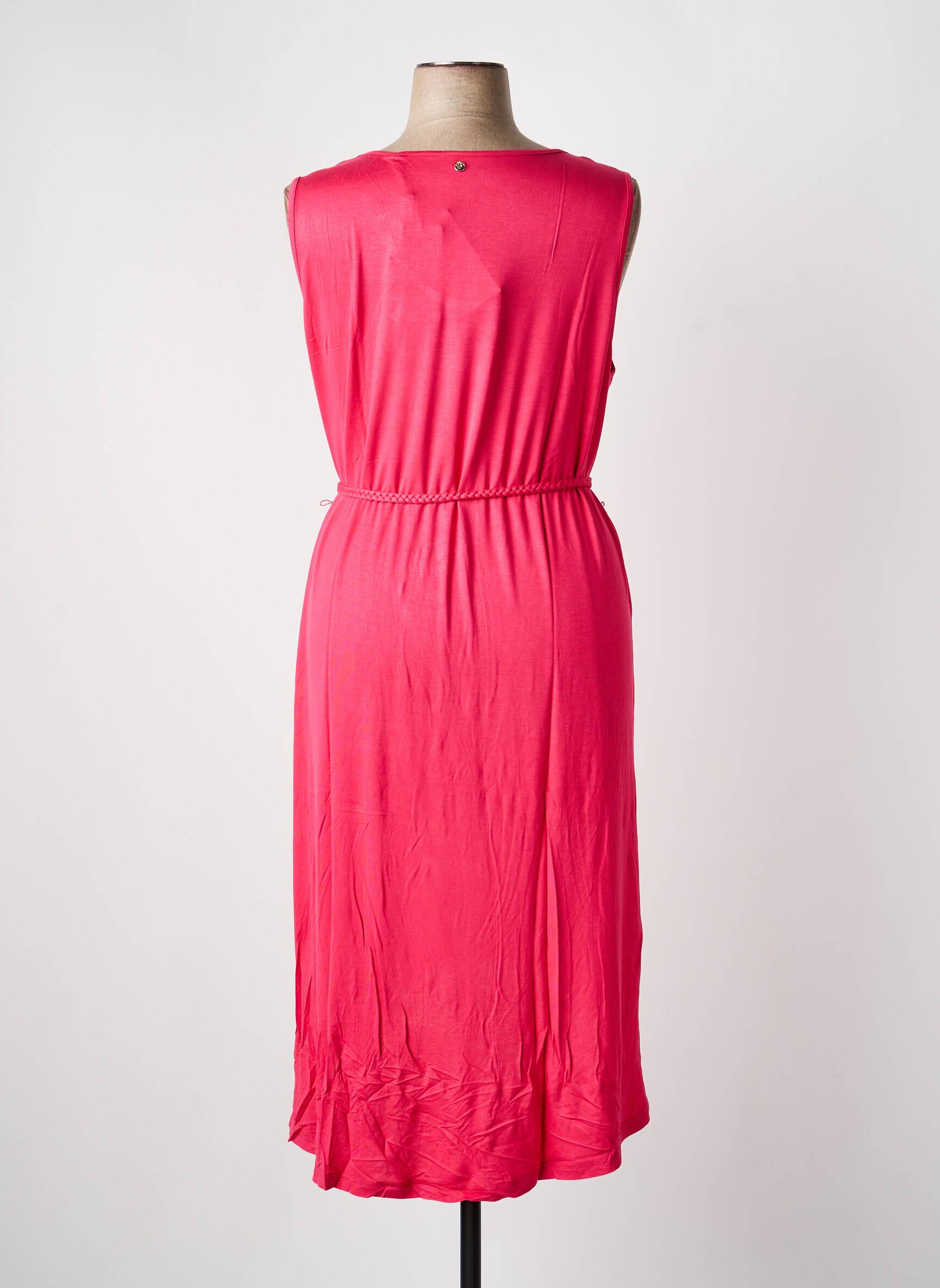 Robe mi-longue coupe fluide sans manche rose SHEEGO femme