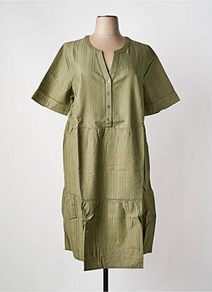 Robe mi-longue manches longues manches longues vert SHEEGO femme