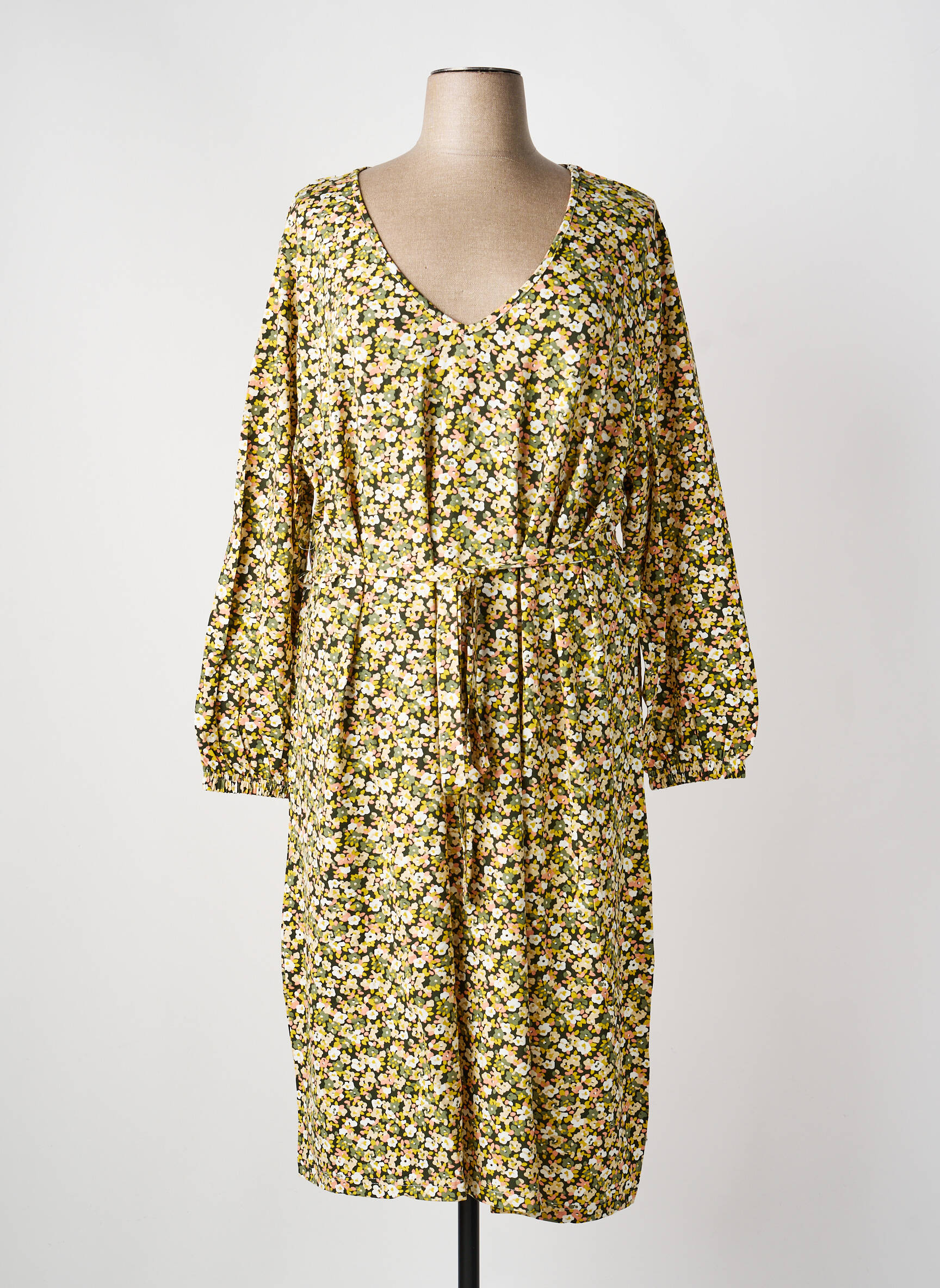 Robe longue manches longues manches longues vert SHEEGO femme
