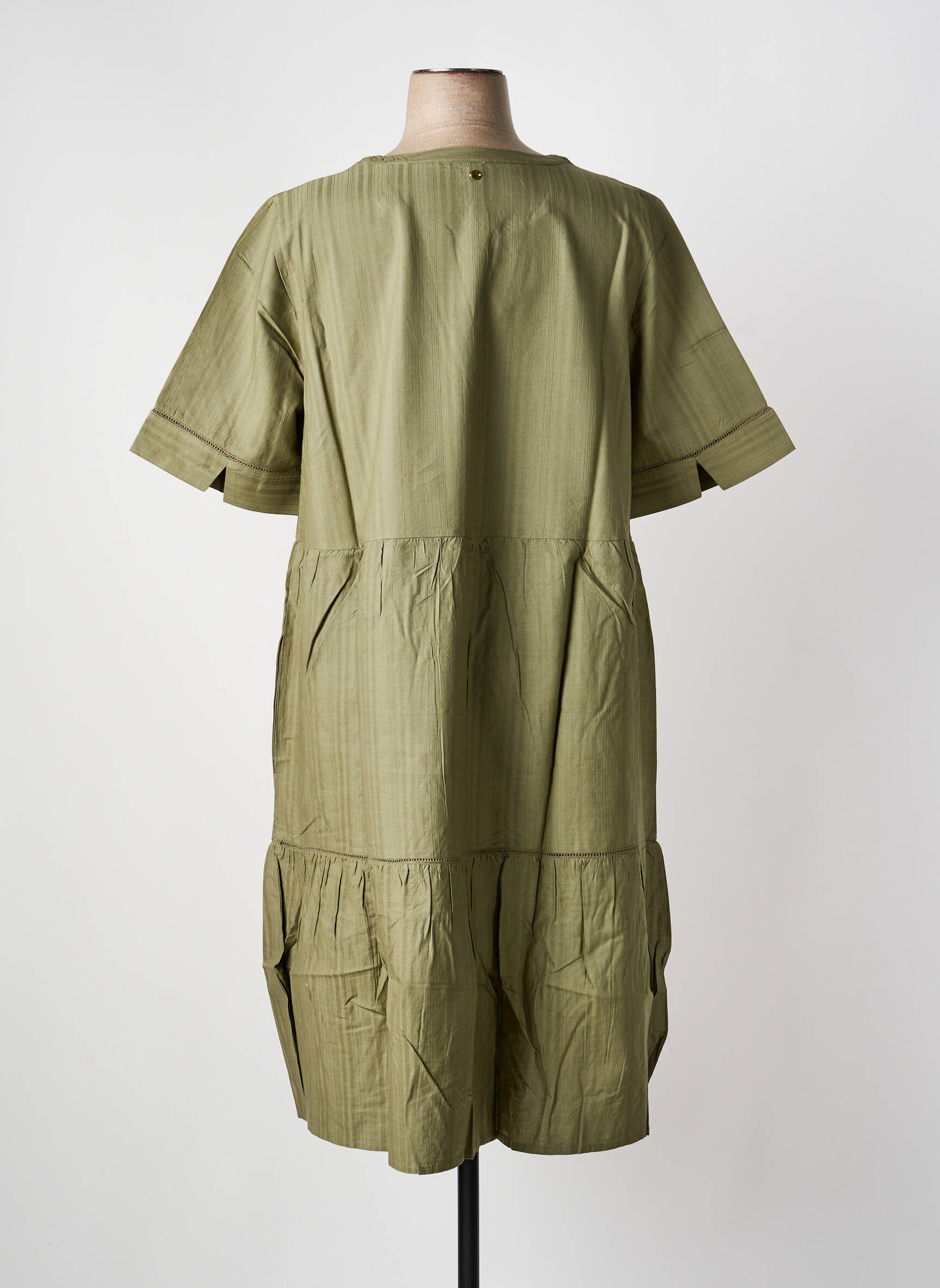 Robe mi-longue manches longues manches longues vert SHEEGO femme