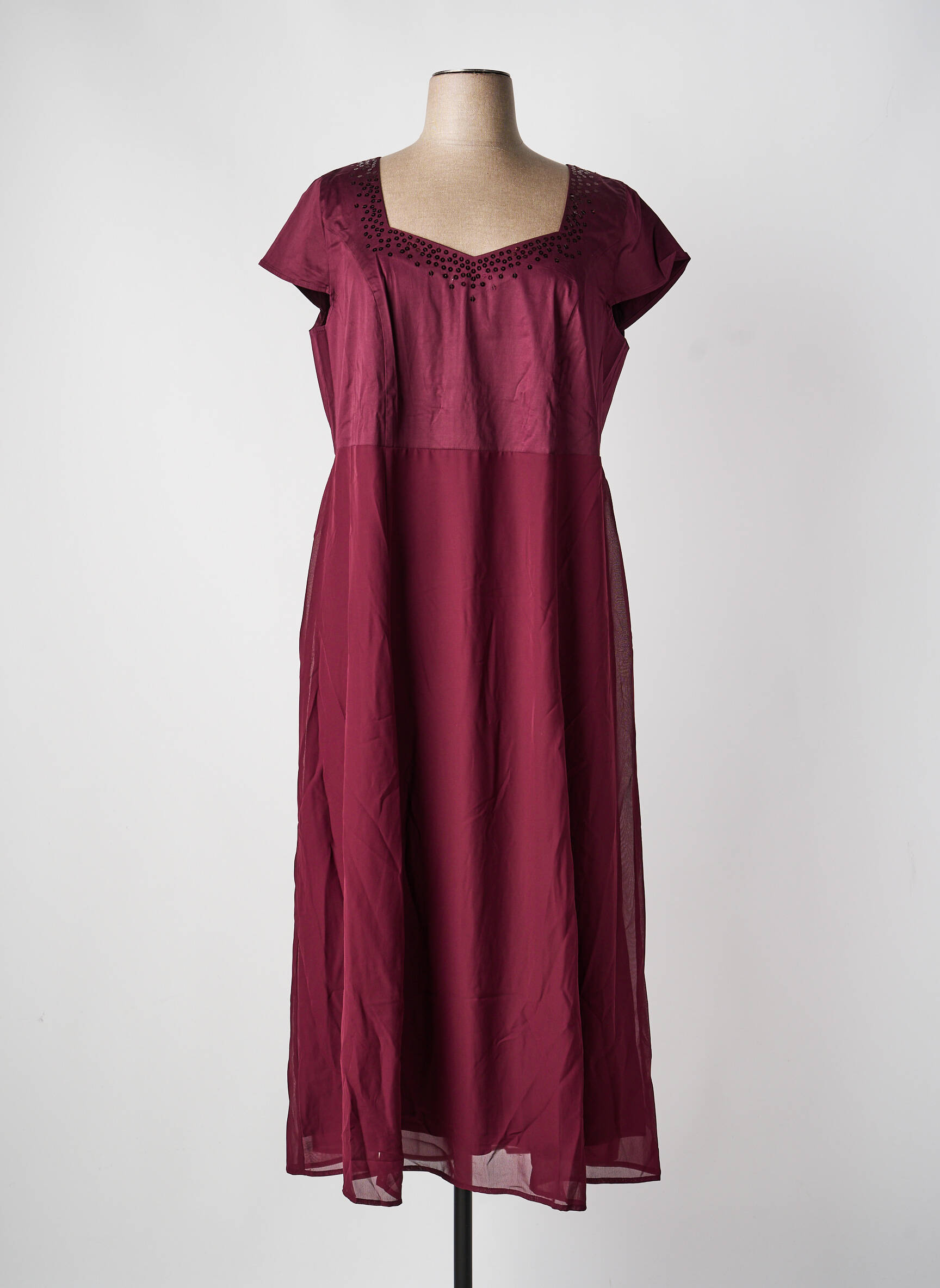 Robe longue manches courtes manches courtes rouge SHEEGO femme