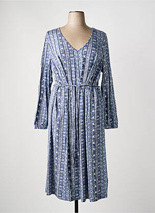 Robe longue imprimé fantaisie manches longues bleu SHEEGO femme