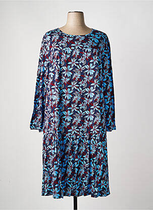 Robe mi-longue coupe fluide manches longues bleu SHEEGO femme
