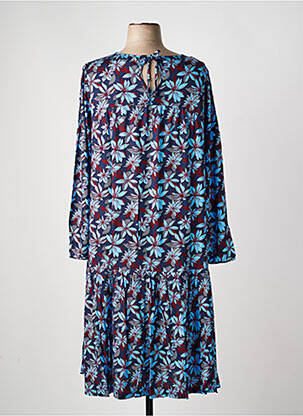 Robe mi-longue coupe fluide manches longues bleu SHEEGO femme