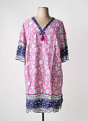 Robe mi-longue coupe fluide manches longues rose SHEEGO femme