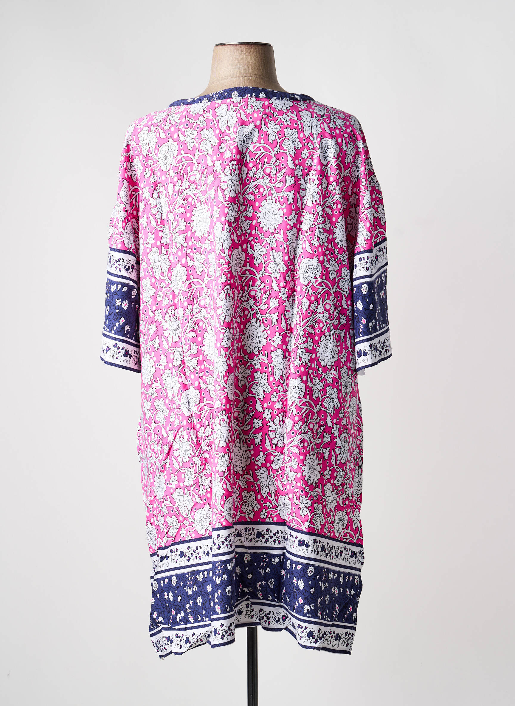 Robe mi-longue coupe fluide manches longues rose SHEEGO femme