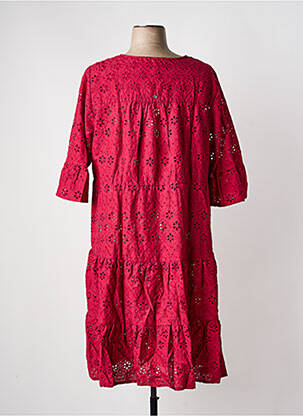 Robe mi-longue coupe fluide manches longues rose SHEEGO femme
