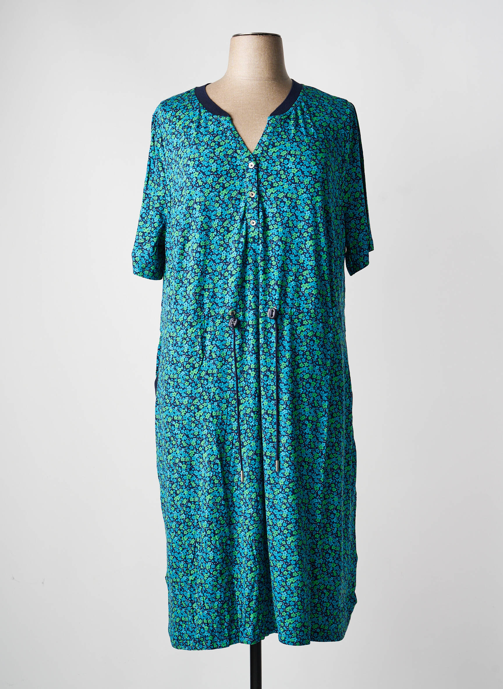 Robe longue manches longues manches longues bleu SHEEGO femme