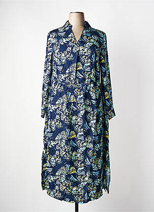 Robe longue imprimé fantaisie manches longues bleu SHEEGO femme
