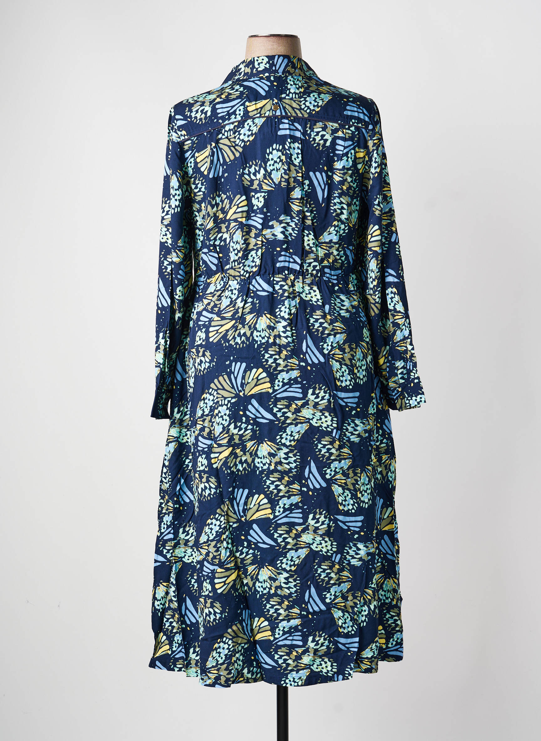 Robe longue imprimé fantaisie manches longues bleu SHEEGO femme