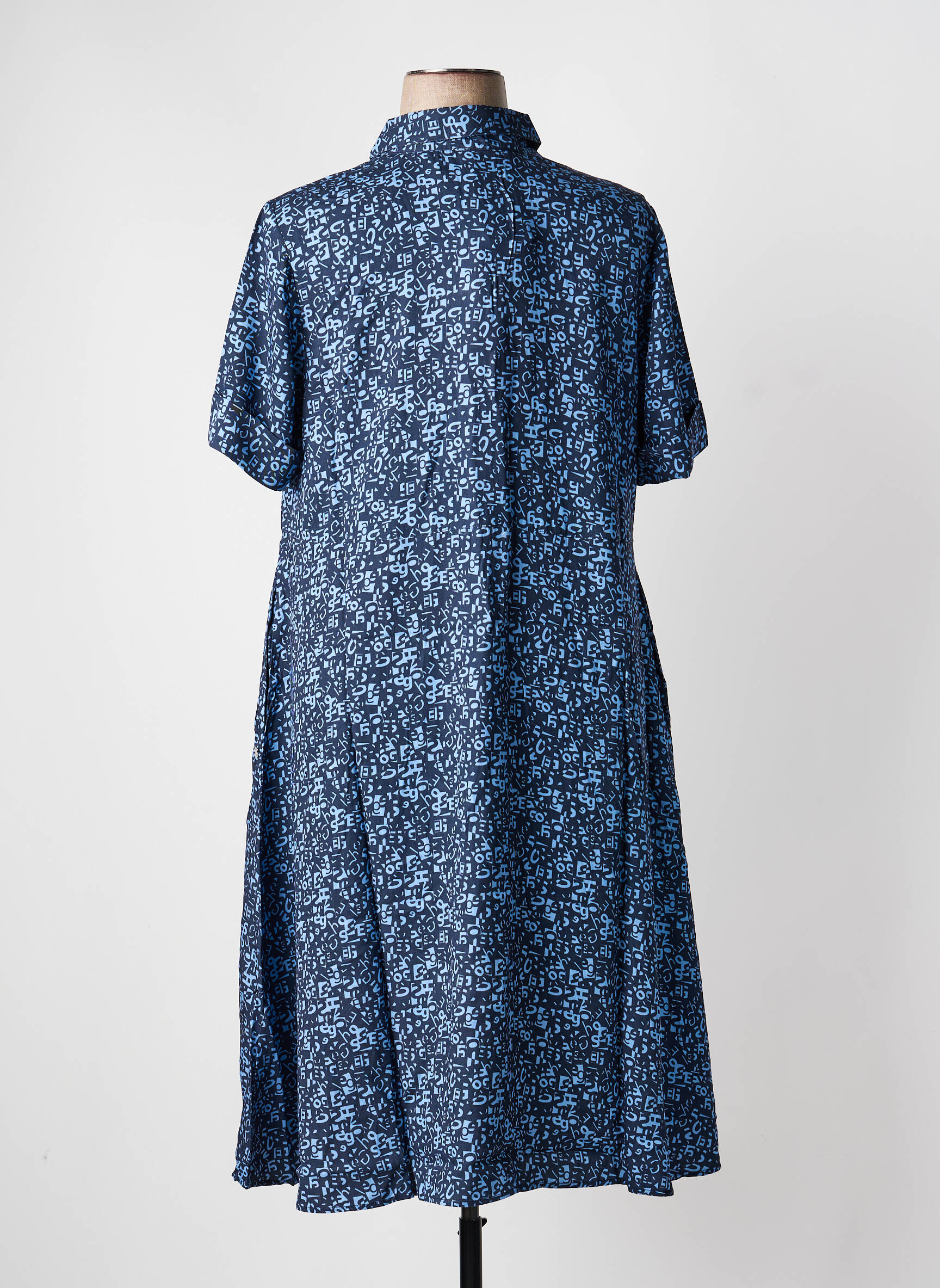 Robe longue imprimé fantaisie manches courtes bleu SHEEGO femme