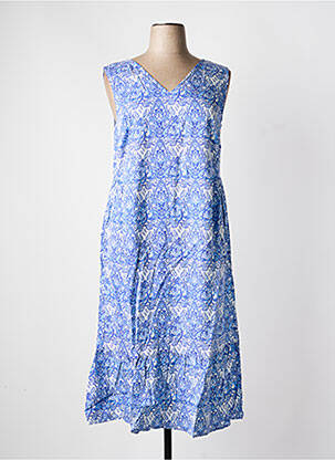 Robe mi-longue coupe fluide sans manche bleu SHEEGO femme