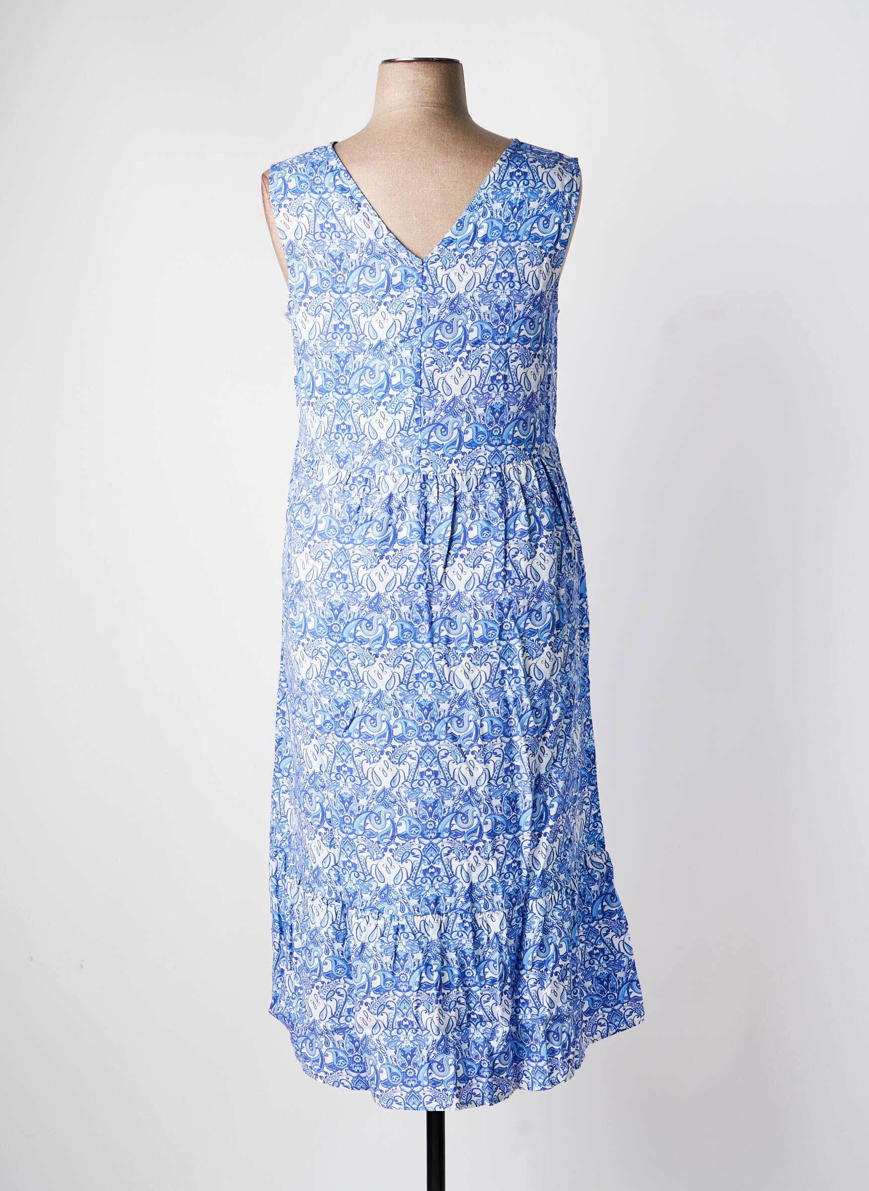 Robe mi-longue coupe fluide sans manche bleu SHEEGO femme