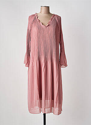 Robe longue manches longues manches longues rose SHEEGO femme