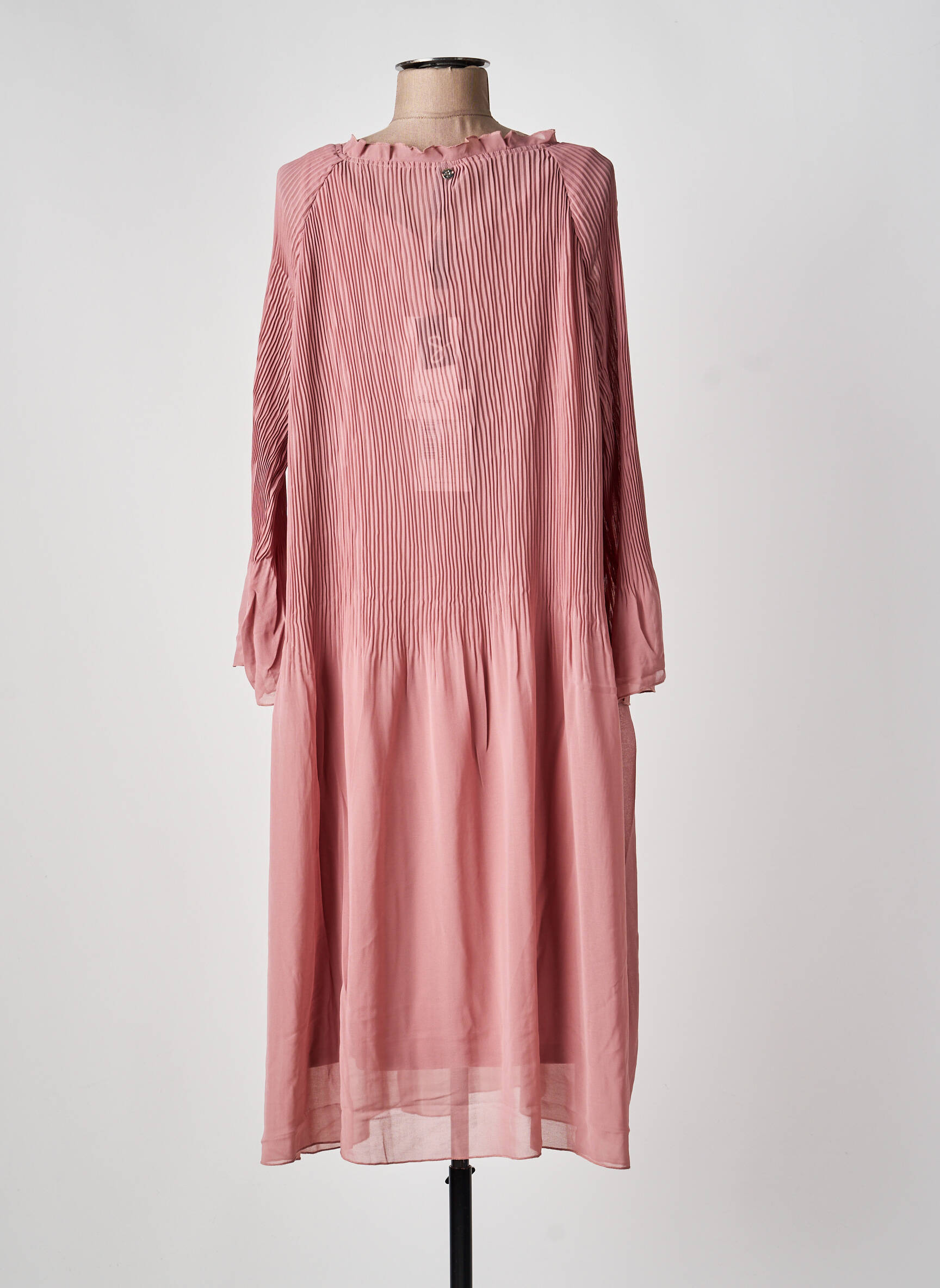 Robe longue manches longues manches longues rose SHEEGO femme