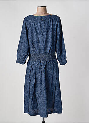 Robe mi-longue coupe fluide manches longues bleu SHEEGO femme