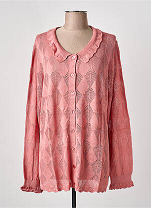 Gilet manches longues resserrée sur le bas rose SHEEGO femme