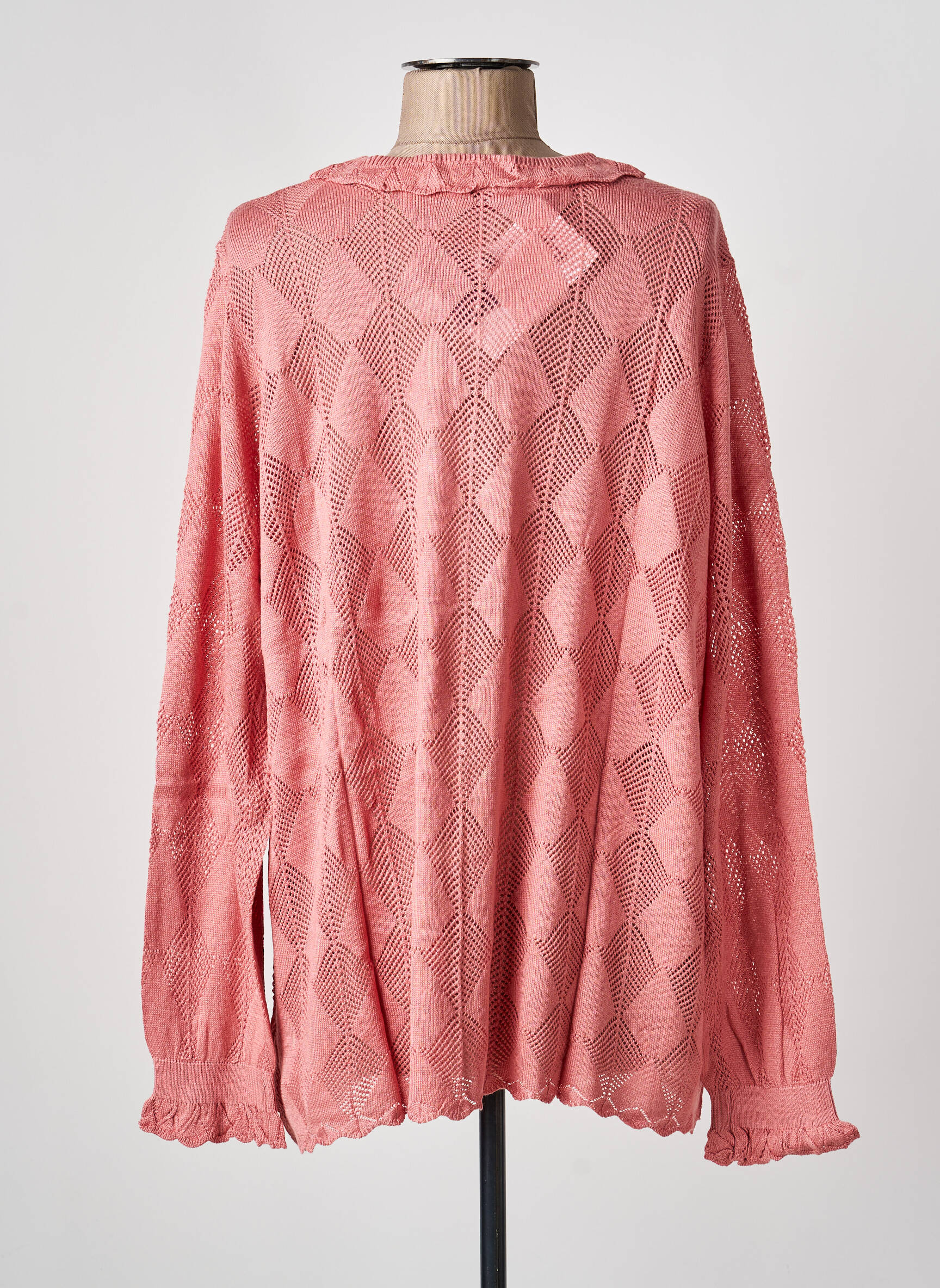 Gilet manches longues resserrée sur le bas rose SHEEGO femme