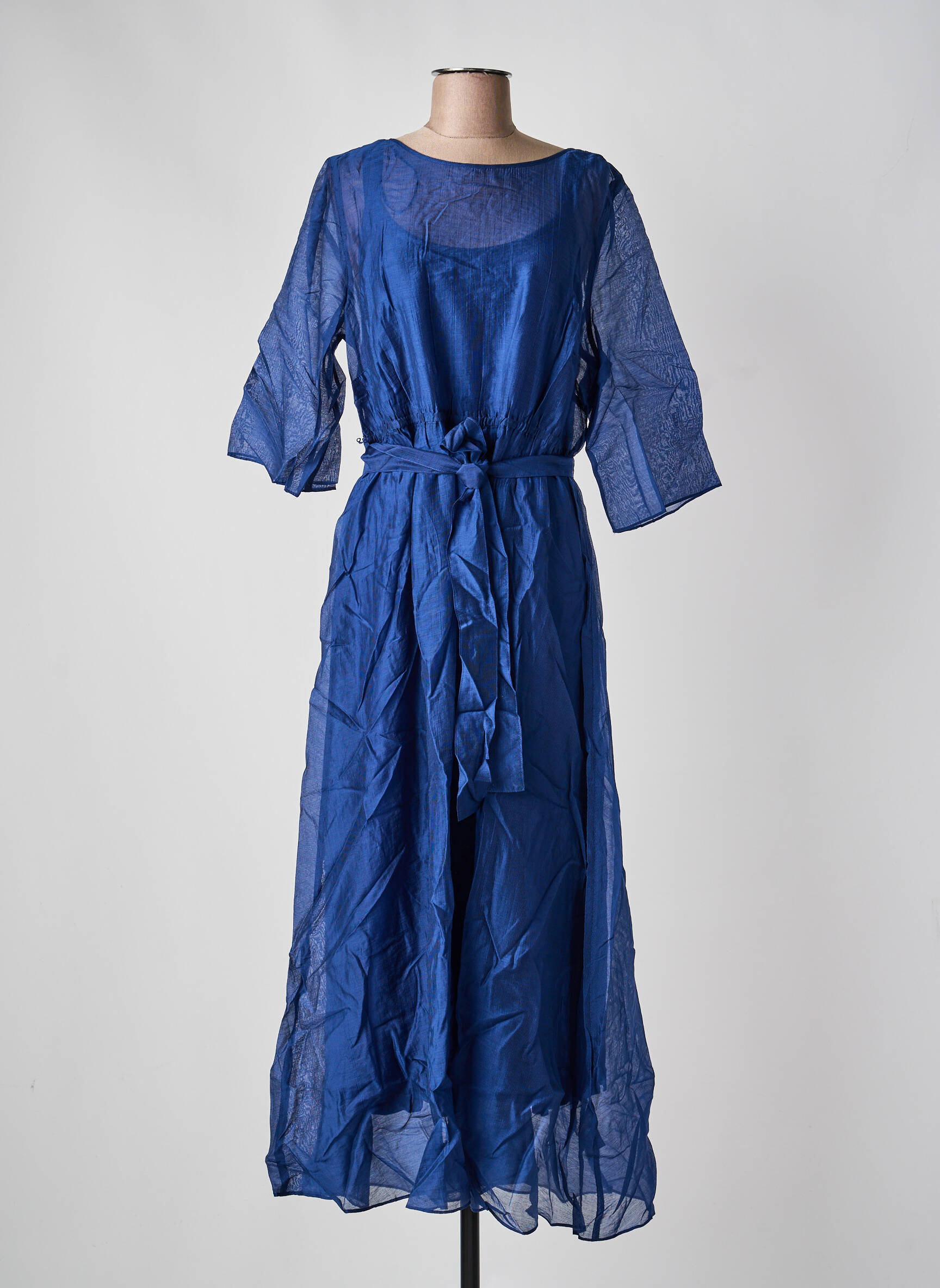 Robe longue manches longues manches longues bleu SHEEGO femme