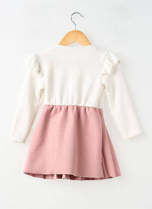 Robe mi-longue col rond manches longues rose !OHO! fille