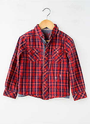 Chemise manches longues tissage popeline rouge SANS MARQUE garçon