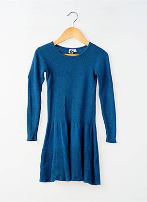 Robe mi-longue col rond manches longues bleu Z fille