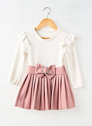 Robe mi-longue col rond manches longues rose !OHO! fille