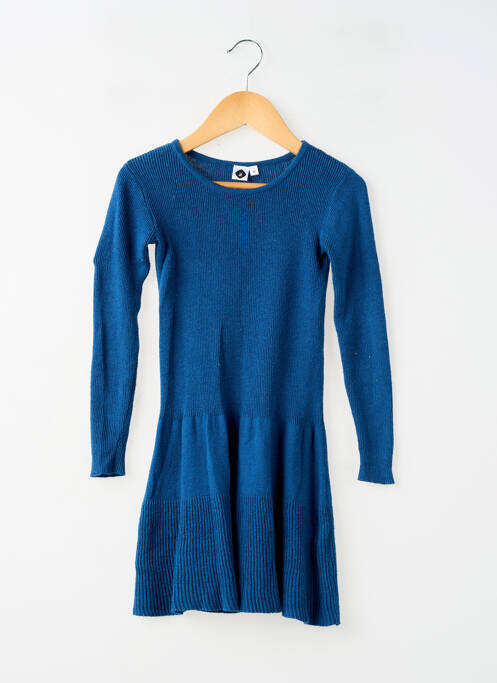 Robe mi-longue col rond manches longues bleu Z fille