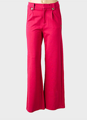 Pantalon large fermeture zippée sous rabat avec crochet taille normale rose GARCIA femme