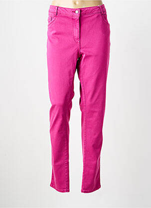 Pantalon slim tissage popeline taille normale rose C'EST BEAU LA VIE femme