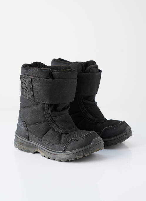 Bottes fermeture scratch talon bas noir QUECHUA garcon