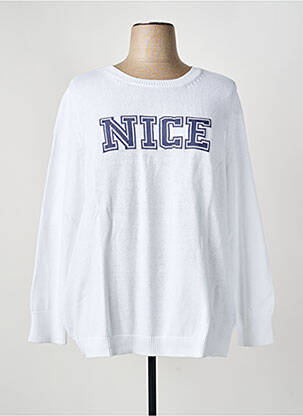 Pull resserrée sur le bas manches longues blanc SHEEGO femme