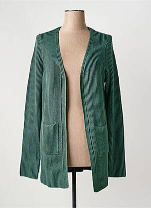 Gilet manches longues maille tricot vert SHEEGO femme