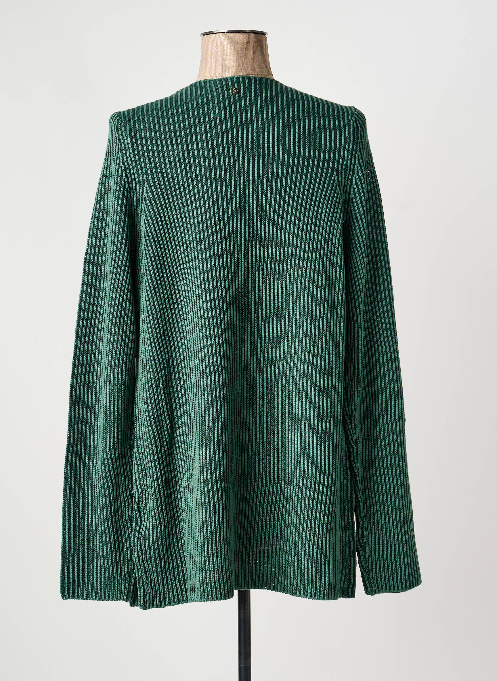 Gilet manches longues maille tricot vert SHEEGO femme