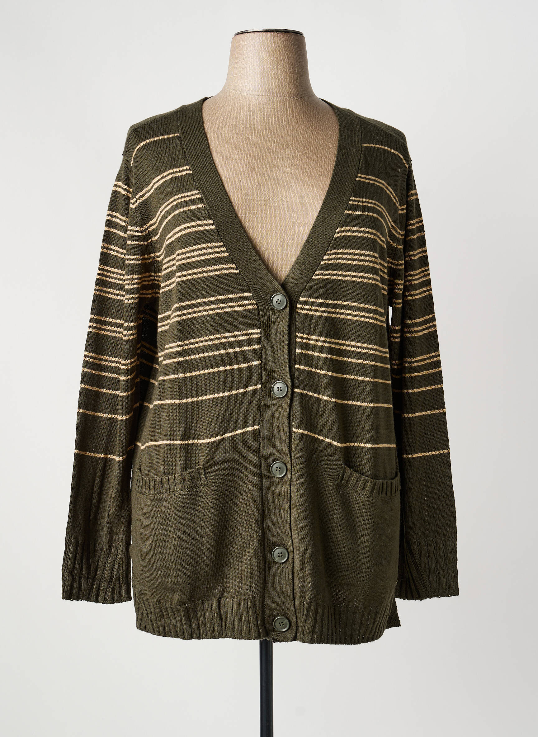 Gilet manches longues fermeture boutonnée sur le devant vert SHEEGO femme