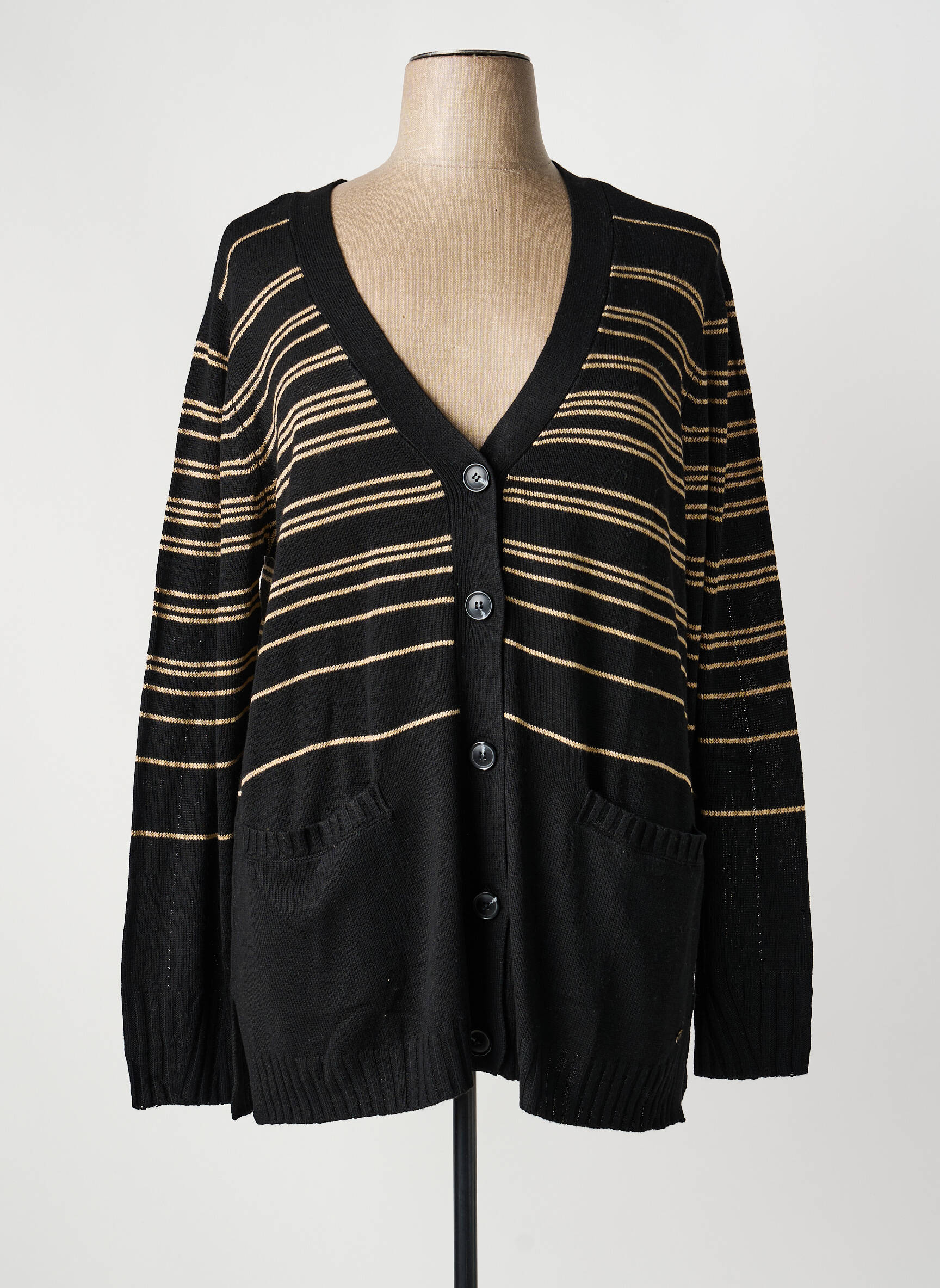 Gilet manches longues fermeture boutonnée sur le devant noir SHEEGO femme
