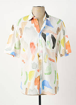 Chemise manches courtes imprimé fantaisie blanc BOB homme
