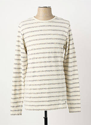 Pull col rond manches longues beige DSTREZZED homme