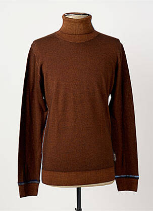 Pull col roulé coupe cintrée manches longues marron BOB homme