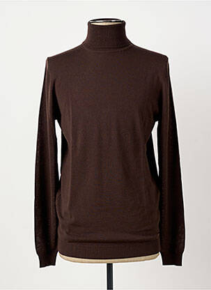 Pull col roulé coupe cintrée manches longues marron ROY ROBSON homme