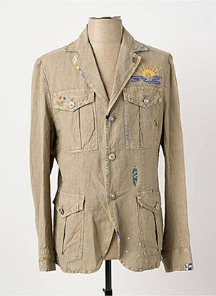 Veste casual fermeture boutonnée sur le devant vert BOB homme