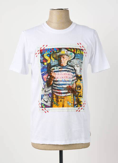 T-shirt coupe cintrée manches courtes blanc BOB homme