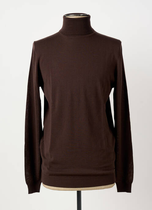 Pull col roulé coupe cintrée manches longues marron ROY ROBSON homme