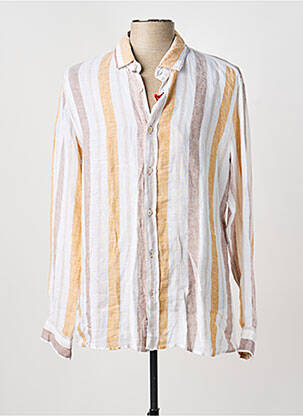 Chemise manches longues imprimé rayures beige BOB homme