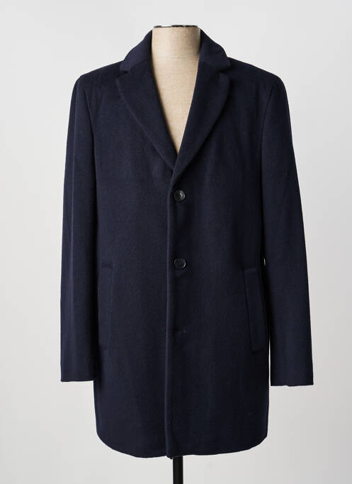 Manteau long tissage peau de pêche sans capuche bleu ROY ROBSON homme
