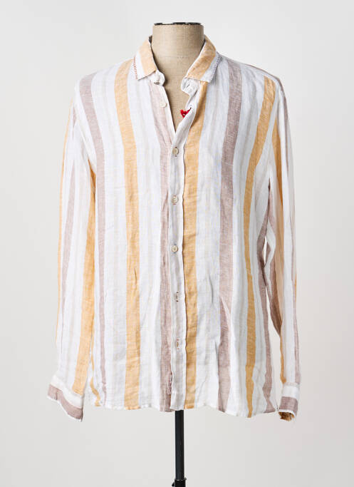 Chemise manches longues imprimé rayures beige BOB homme