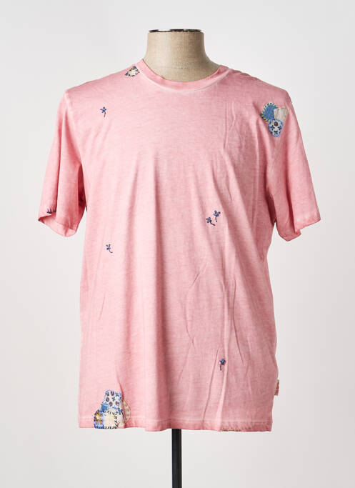 T-shirt broderie manches courtes rose BOB homme