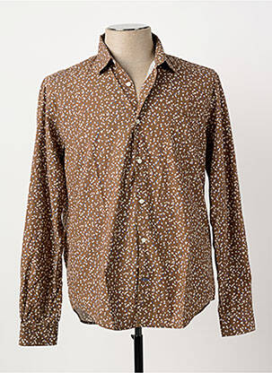 Chemise manches longues imprimé fantaisie marron SERGE BLANCO homme